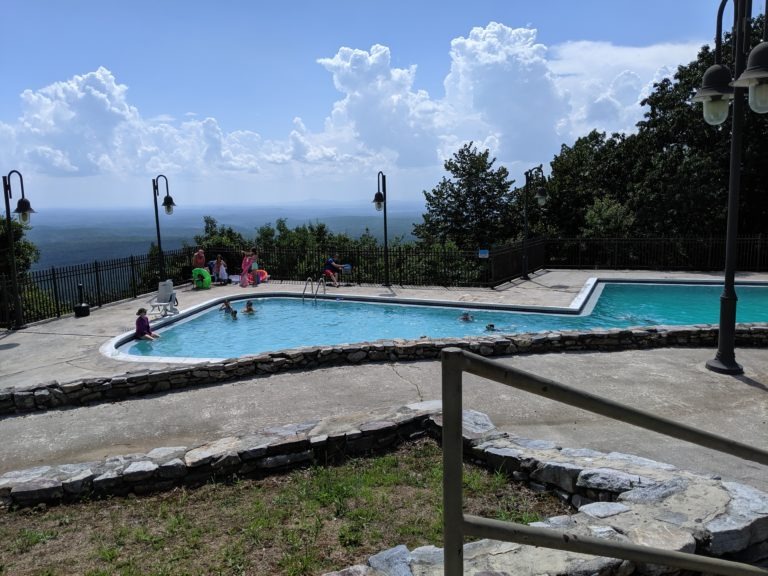 Cheaha State Park swimming pool with a mountain top view!